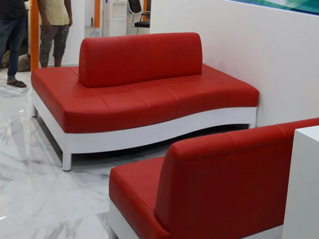 Red & white color waiting seating area sofa's set for jewelers